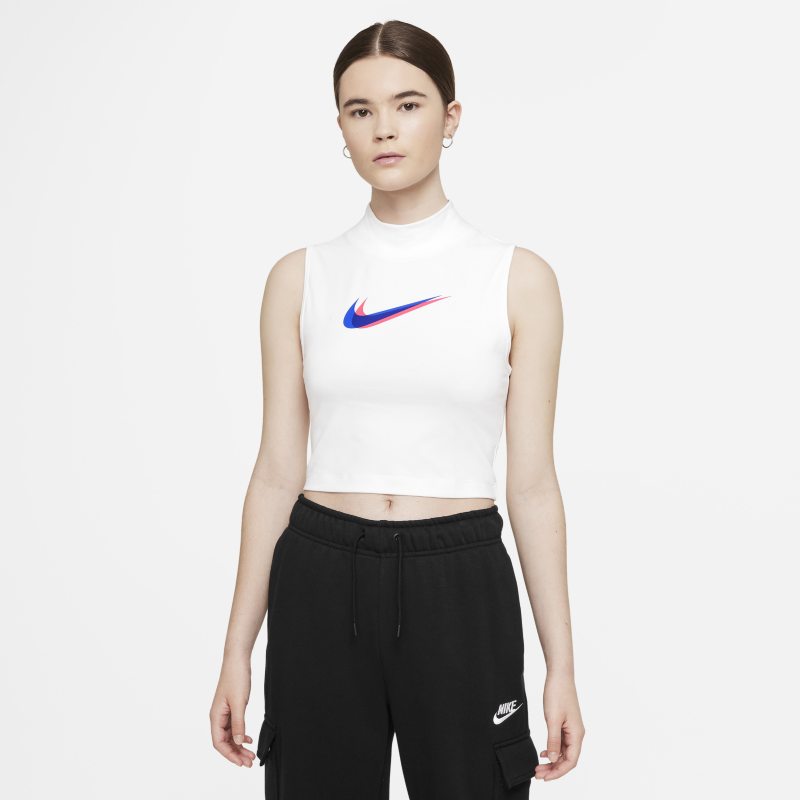 Damska koszulka bez rękawów z półgolfem Nike Sportswear - Biel