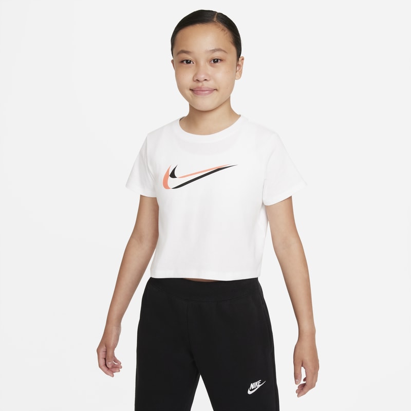 Krótki T-shirt do tańca dla dużych dzieci (dziewcząt) Nike Sportswear - Biel