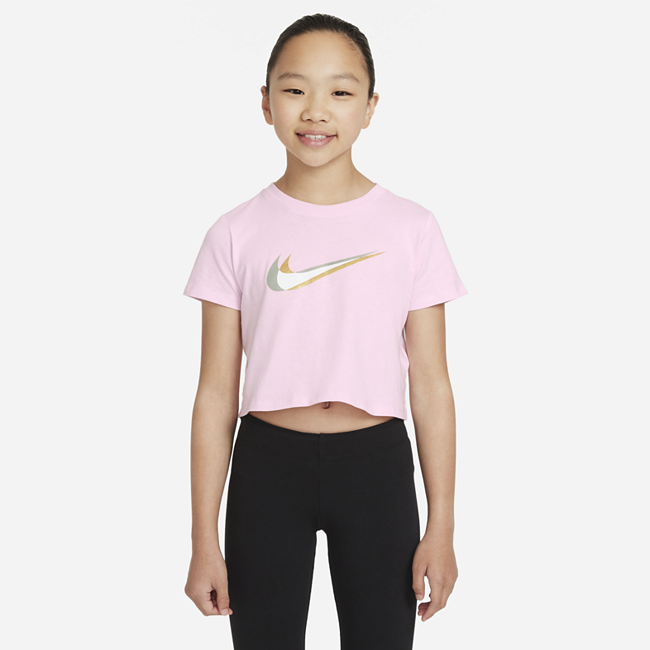 фото Укороченная футболка для танцев для девочек школьного возраста nike sportswear - розовый