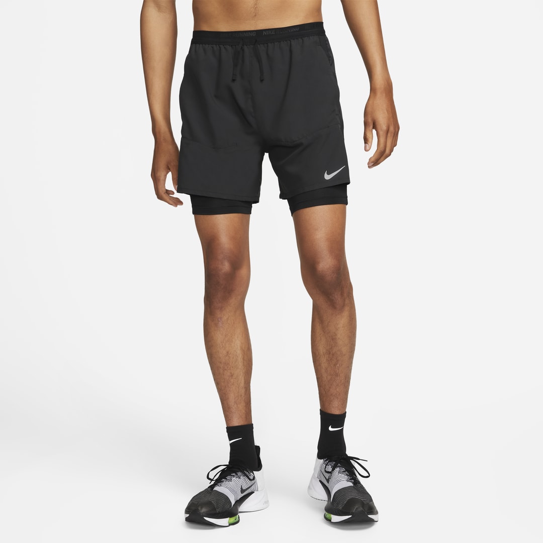 Shop Nike Men's Stride Dri-fit 5" Hybrid Running Shorts In Black