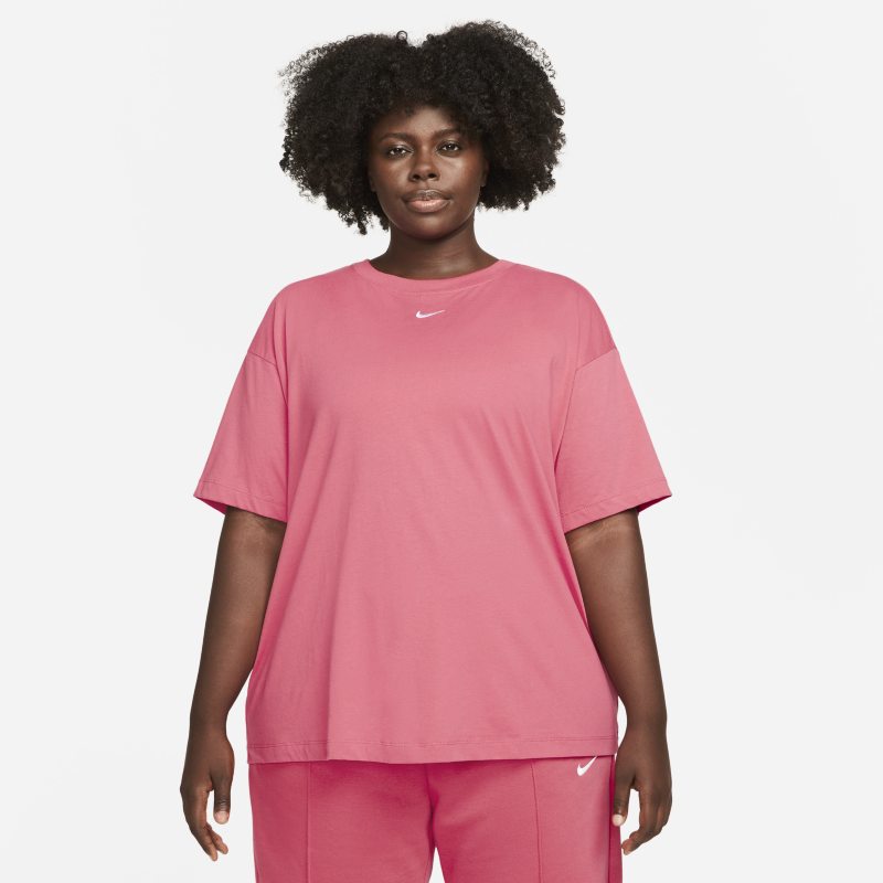Damska koszulka z krótkim rękawem o kroju oversize Nike Sportswear Essential (duże rozmiary) - Różowy