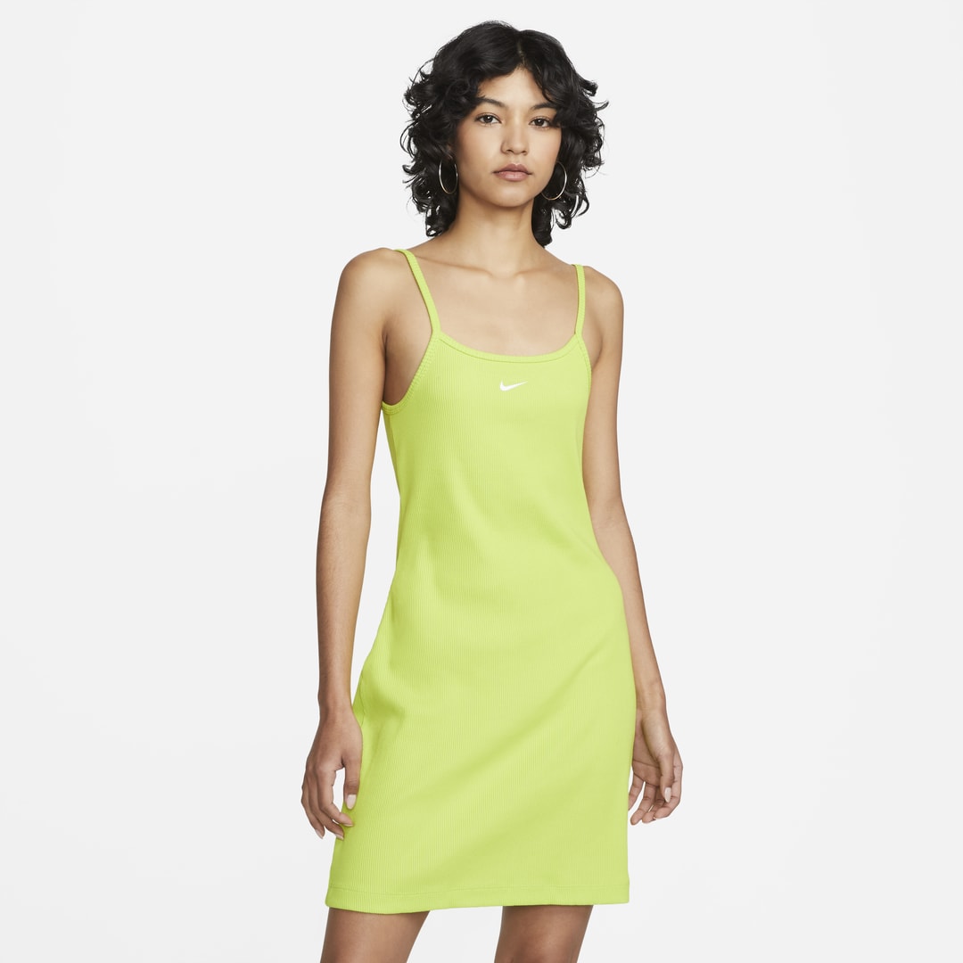 Nike Sportswear Essential Women's Ribbed Dress In Atomic Green,white