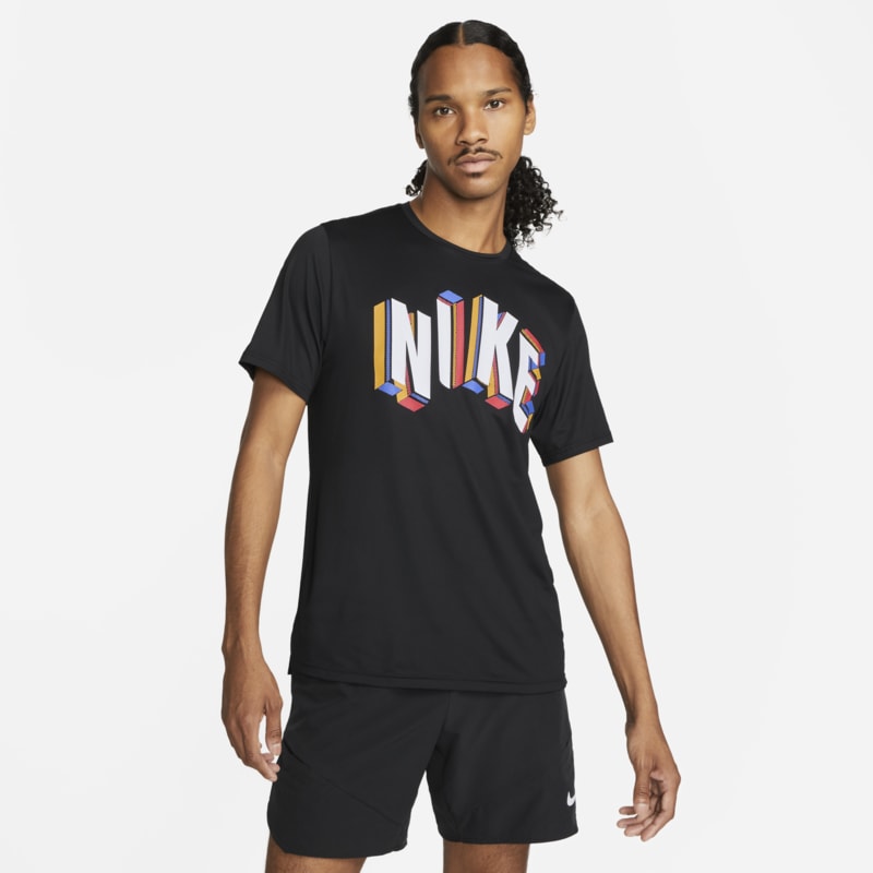 Męska koszulka treningowa z nadrukiem zapewniająca wyjątkowe uczucie suchości Nike Pro Dri-FIT - Czerń
