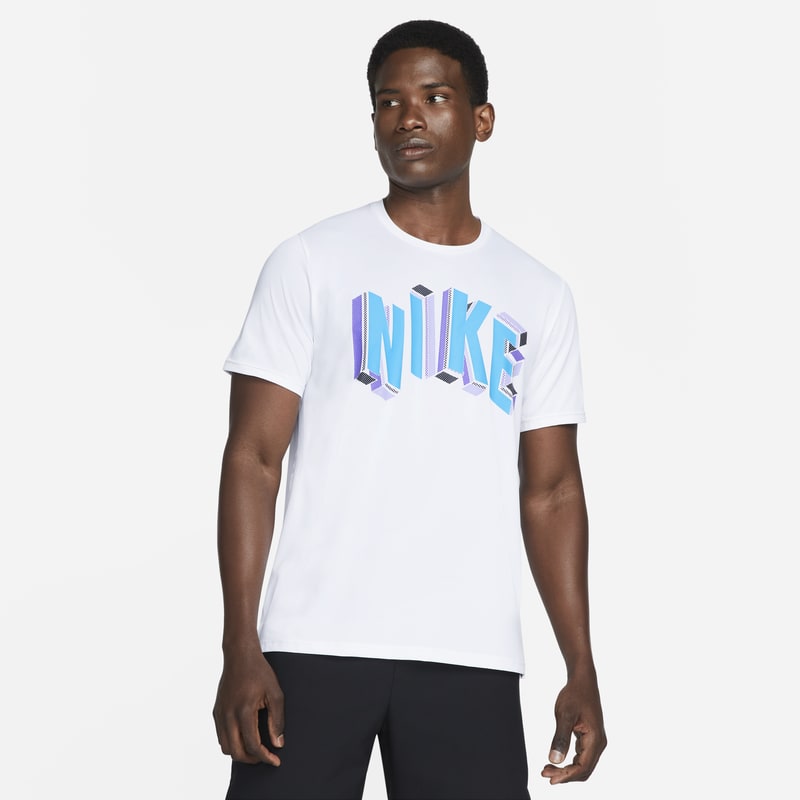 Męska koszulka treningowa z nadrukiem zapewniająca wyjątkowe uczucie suchości Nike Pro Dri-FIT - Biel