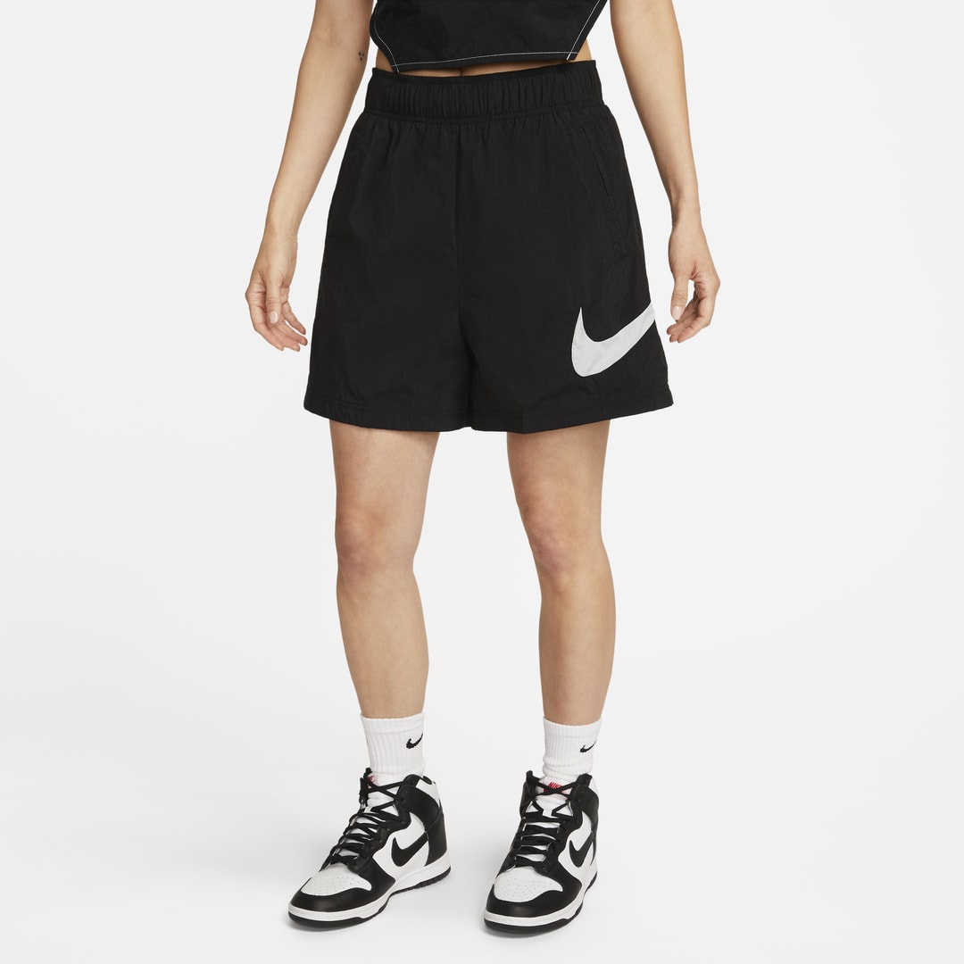 Shop Nike Women's  Sportswear Essential High-rise Woven Shorts In Black