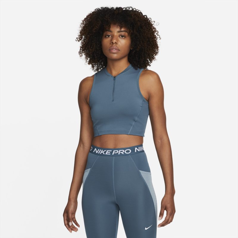 Debardeur court Nike Pro Dri-FIT pour femme - Bleu