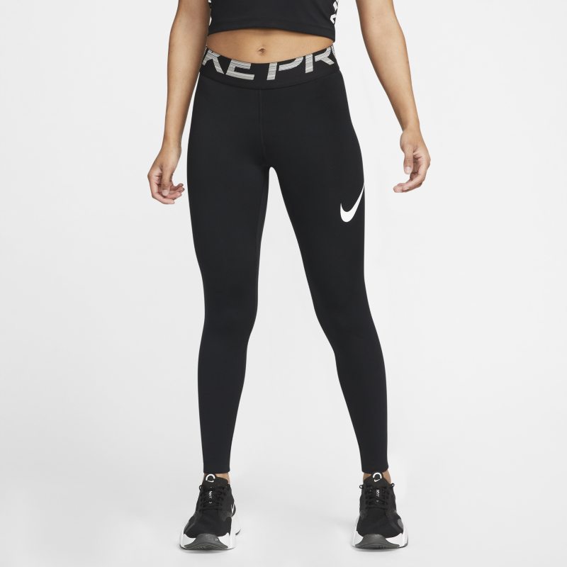 Image of Leggings da training a vita media con inserti in mesh Nike Pro – Donna - Nero