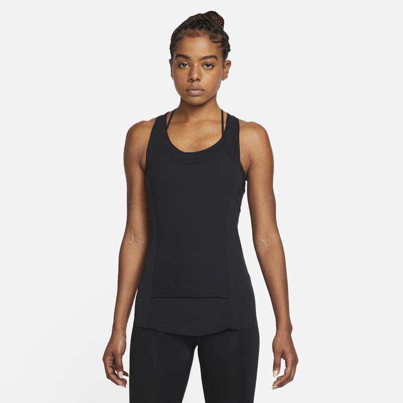 Damska prążkowana koszulka bez rękawów Nike Yoga Dri-FIT Luxe - Czerń