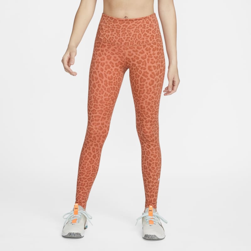 Mönstrade leggings Nike One med hög midja för kvinnor - Orange