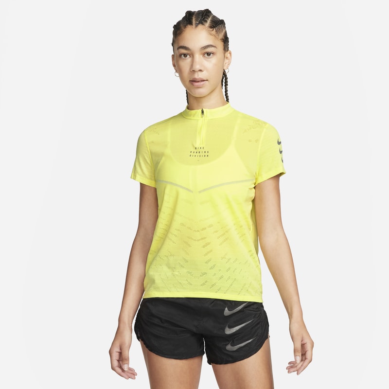 Specialdesignad kortärmad löpartröja Nike Dri-FIT ADV Run Division för kvinnor - Gul