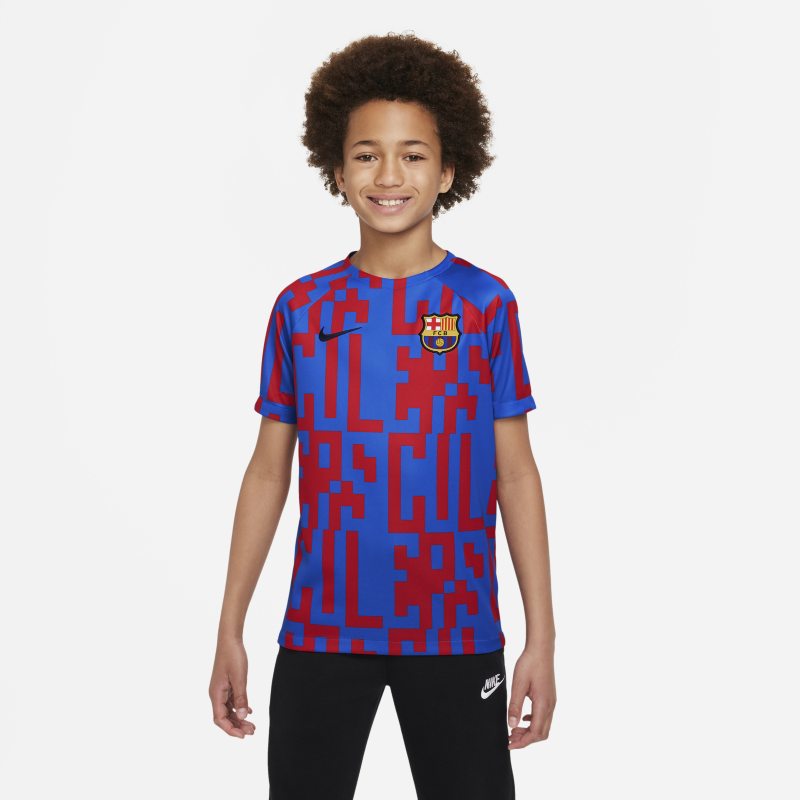 Przedmeczowa koszulka piłkarska dla dużych dzieci Nike Dri-FIT FC Barcelona (wersja domowa) - Niebieski