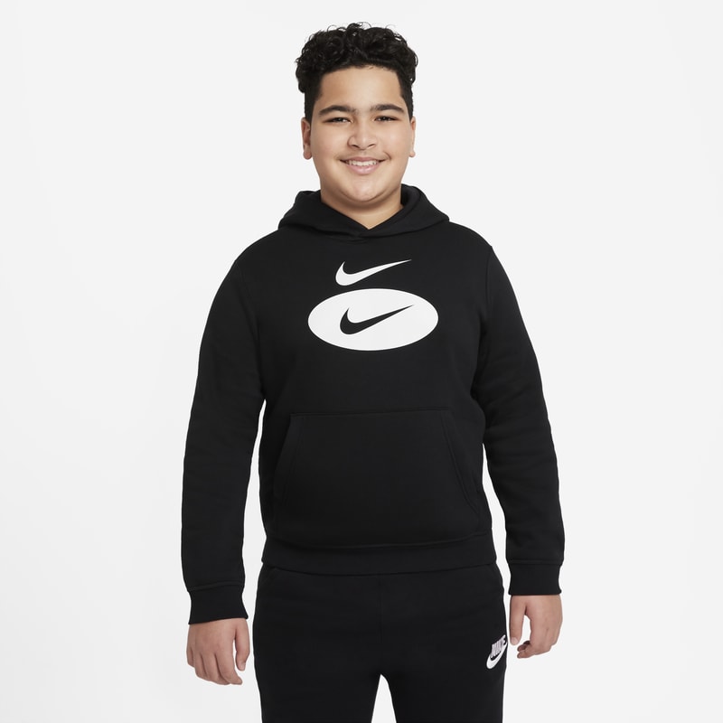 Bluza z kapturem dla dużych dzieci (chłopców) Nike Sportswear (szersze rozmiary) - Czerń