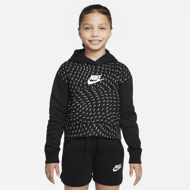 Image of Felpa in fleece con cappuccio e stampa Nike Sportswear - Ragazza - Nero