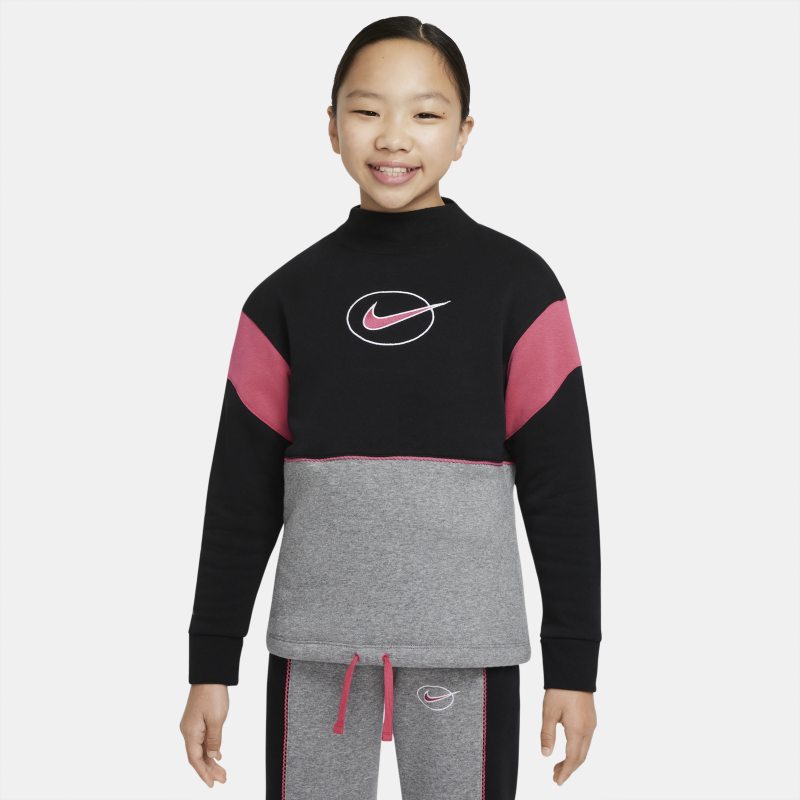 Långärmad tröja med ståkrage Nike Sportswear för tjejer - Svart