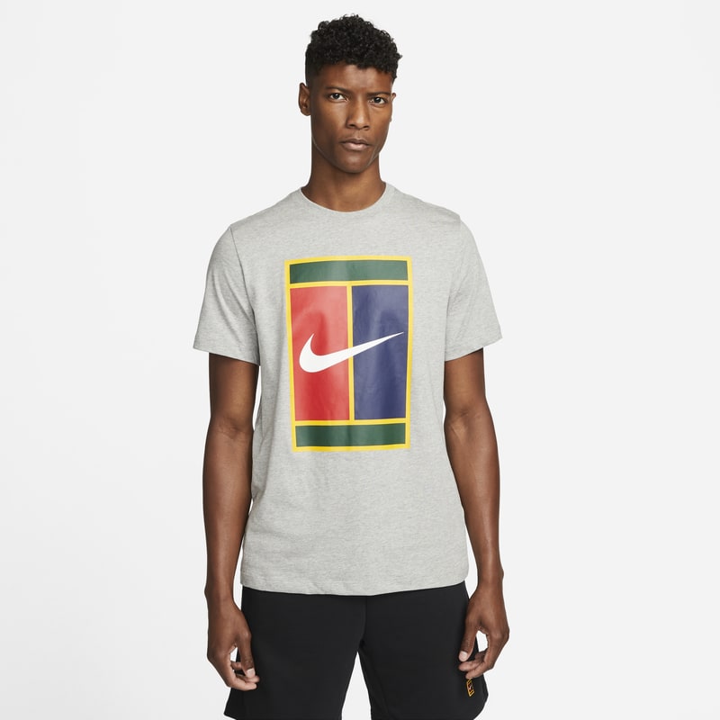 Męski T-shirt do tenisa z logo NikeCourt - Szary