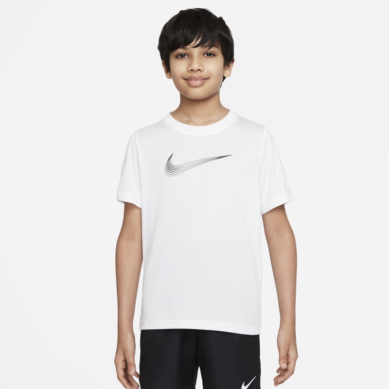 Kortärmad träningströja Nike Dri-FIT för killar - Vit