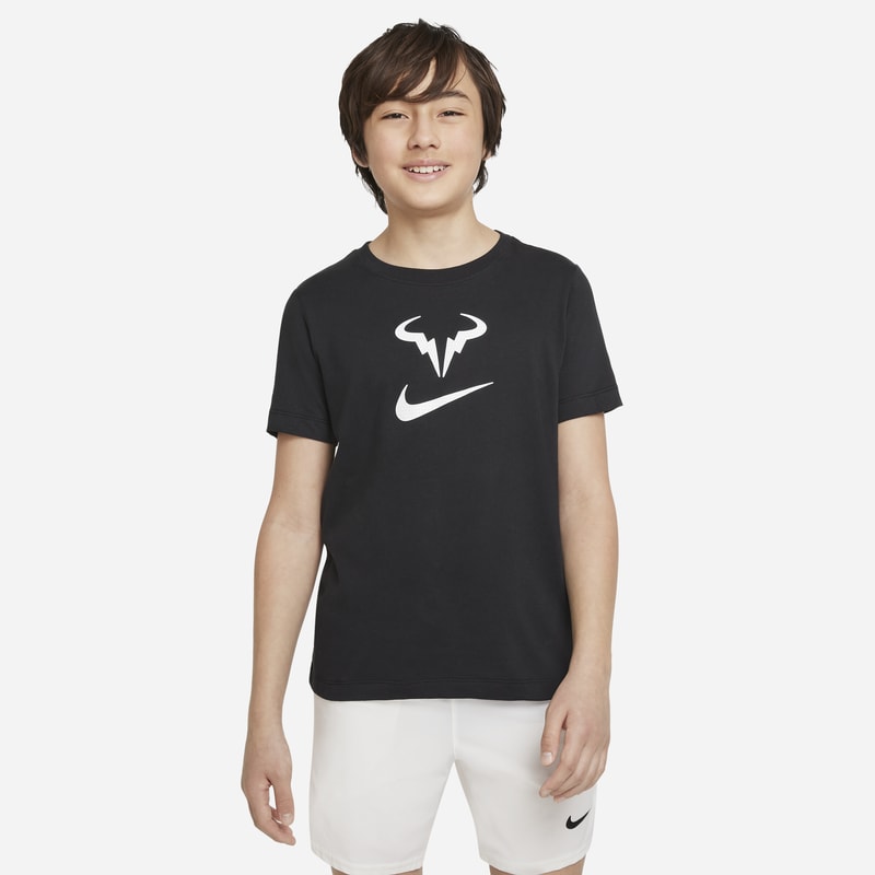 T-shirt do tenisa dla dużych dzieci NikeCourt Dri-FIT Rafa - Czerń