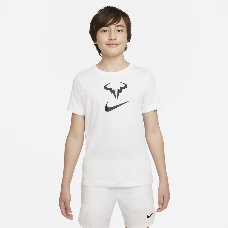T-shirt do tenisa dla dużych dzieci NikeCourt Dri-FIT Rafa - Biel