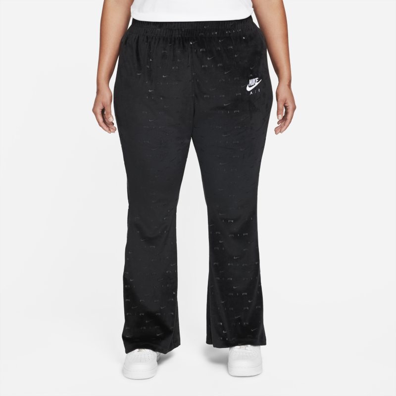 Damskie spodnie z weluru ze średnim stanem Nike Air (duże rozmiary) - Czerń