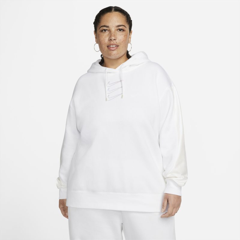 Damska dzianinowa bluza z kapturem i grafiką Nike Sportswear (duże rozmiary) - Biel