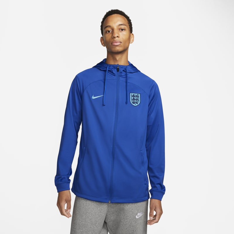 Męska piłkarska bluza dresowa z kapturem Nike Dri-FIT Anglia Strike - Niebieski