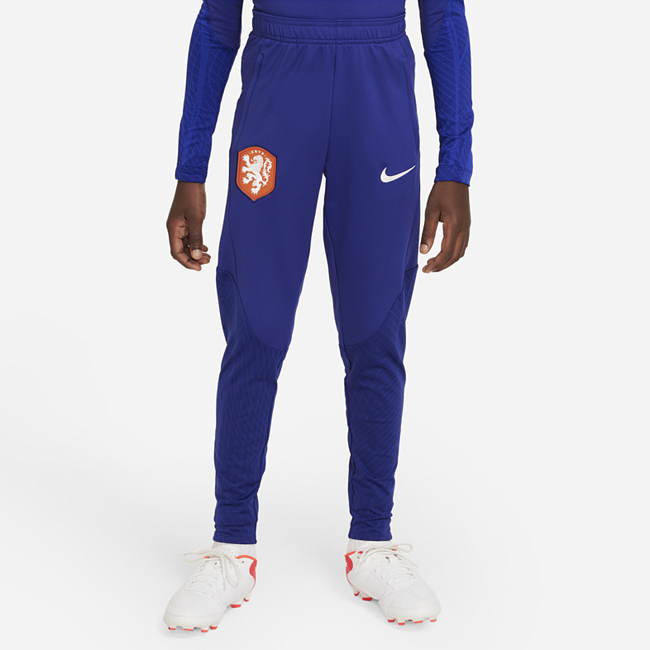 Nederland Strike Nike Dri-FIT strikket fotballbukse til store barn - Blue