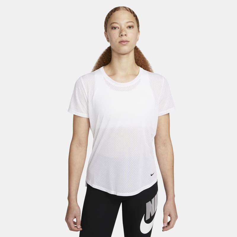 Damska koszulka treningowa z krótkim rękawem Nike Dri-FIT One Breathe - Biel