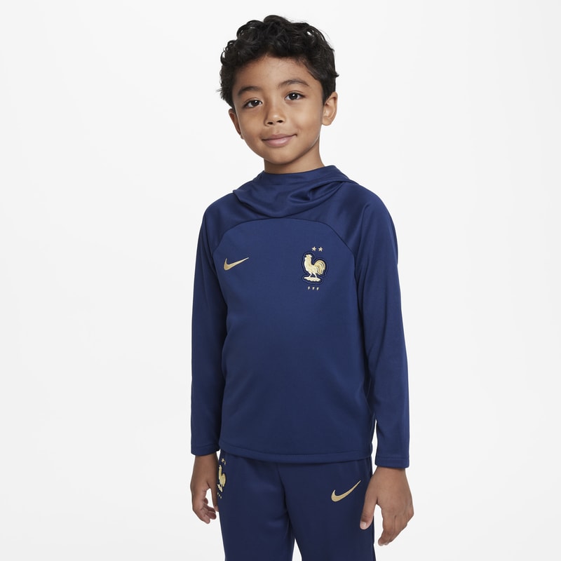 Bluza piłkarska z kapturem dla małych dzieci FFF Academy Pro Nike Dri-FIT - Niebieski