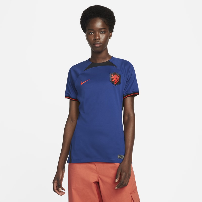 Damska koszulka piłkarska Nike Dri-FIT Holandia Stadium 2022/23 (wersja wyjazdowa) - Niebieski