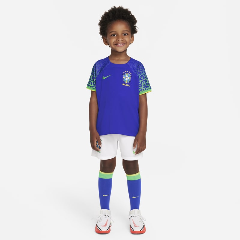 Fotbollsställ Brasilien 2022/23 (bortaställ) för barn - Blå
