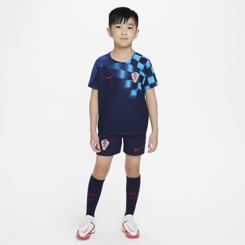 Strój piłkarski dla małych dzieci Chorwacja 2022/23 (wersja wyjazdowa) - Niebieski
