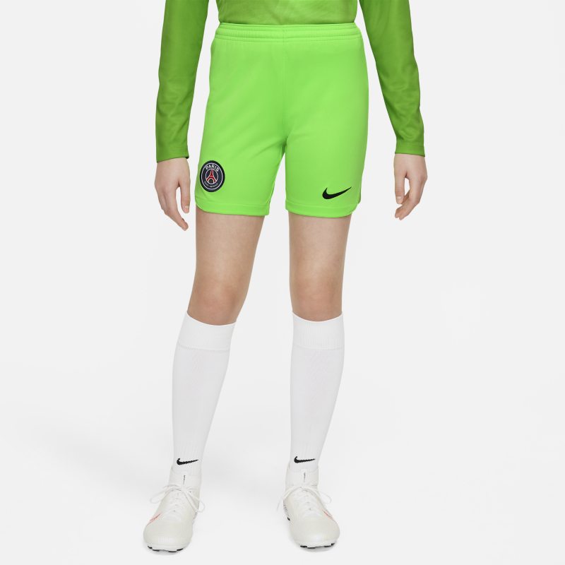 Spodenki piłkarskie dla dużych dzieci Nike Dri-FIT Paris Saint-Germain 2022/23 Stadium Goalkeeper (wersja domowa) - Zieleń