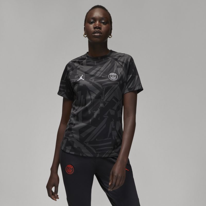 Damska przedmeczowa koszulka piłkarska Nike Dri-FIT Paris Saint-Germain (wersja wyjazdowa) - Czerń