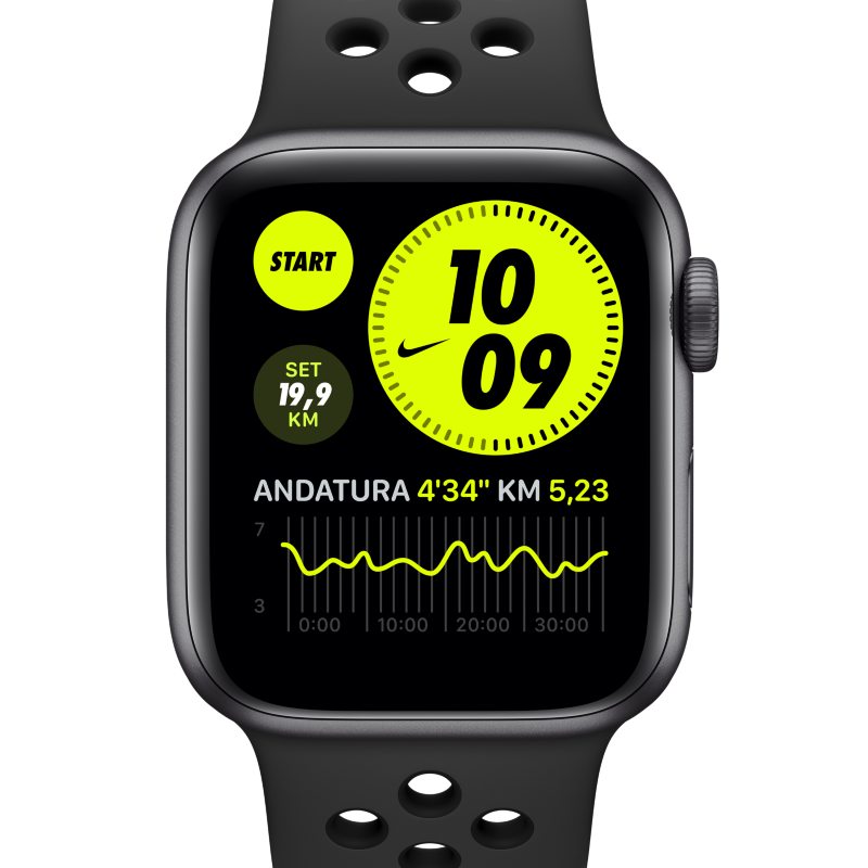Montre à boîtier en aluminium gris sidéral 40 mm Apple Watch Nike Series 6 (GPS) avec Bracelet Sport Nike - Noir