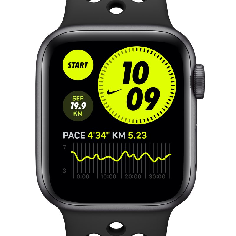 Apple Watch Nike SE (GPS) met sportbandje van Nike— Aluminium kast in Space Gray (44 mm) – Grijs