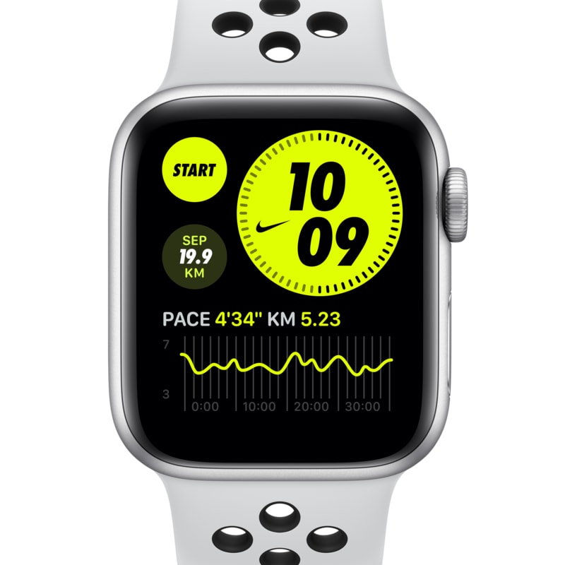 Apple Watch Nike SE (GPS + Cellular) med Nike-Sportband och 40 mm aluminiumboett i silver - Grå
