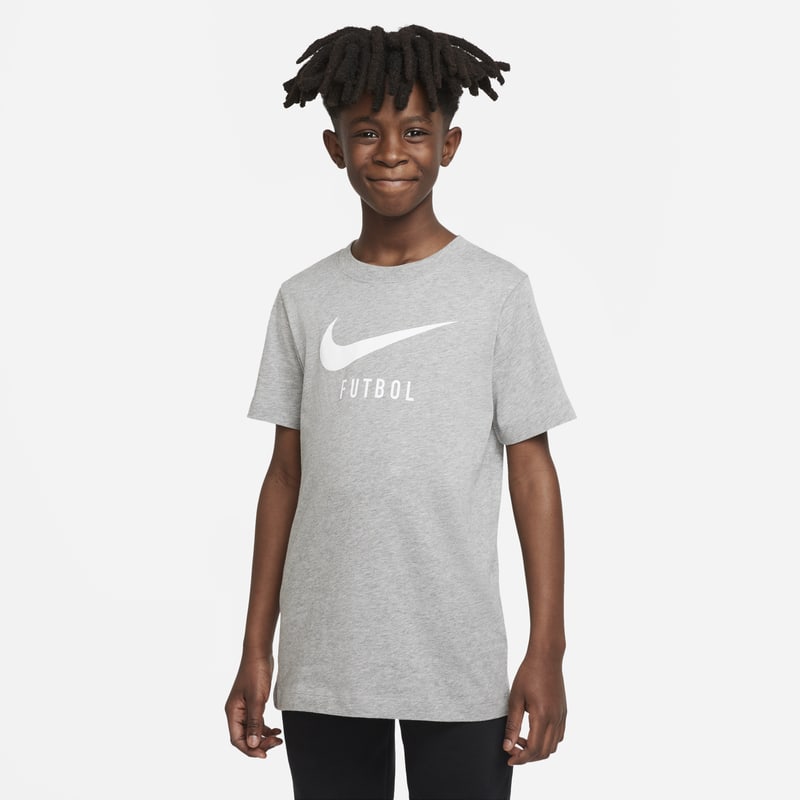 T-shirt piłkarski dla dużych dzieci Nike Swoosh - Szary