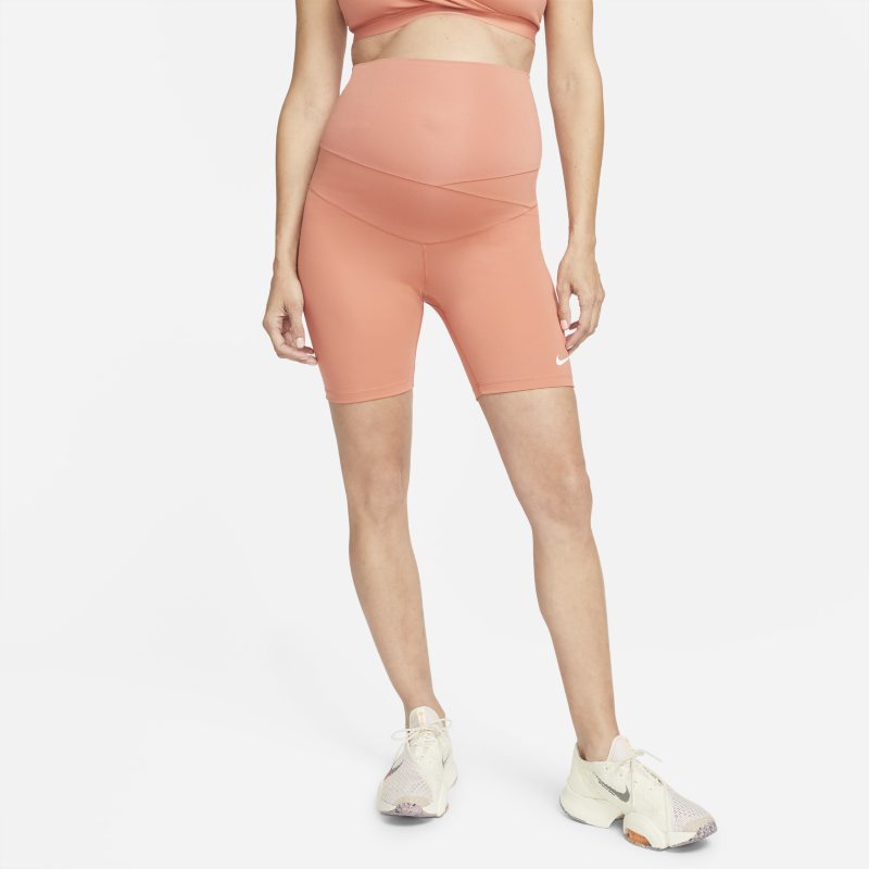 Image of Nike One (M) Dri-FIT Damesshorts van 18 cm (zwangerschapskleding) - Oranje