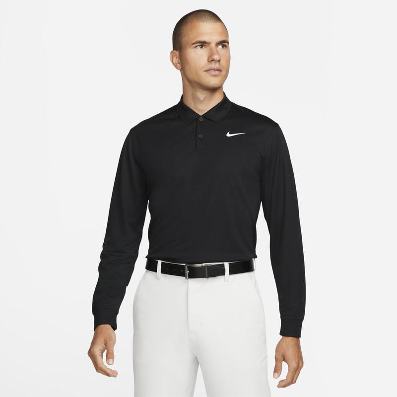 Męska koszulka polo do golfa z długim rękawem Nike Dri-FIT Victory - Czerń