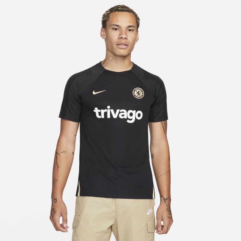 Męska koszulka piłkarska z krótkim rękawem Nike Dri-FIT Chelsea F.C. Strike - Czerń