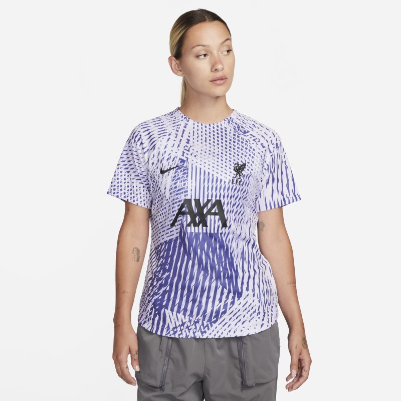 Damska przedmeczowa koszulka piłkarska Nike Dri-FIT Liverpool F.C. (wersja wyjazdowa) - Fiolet