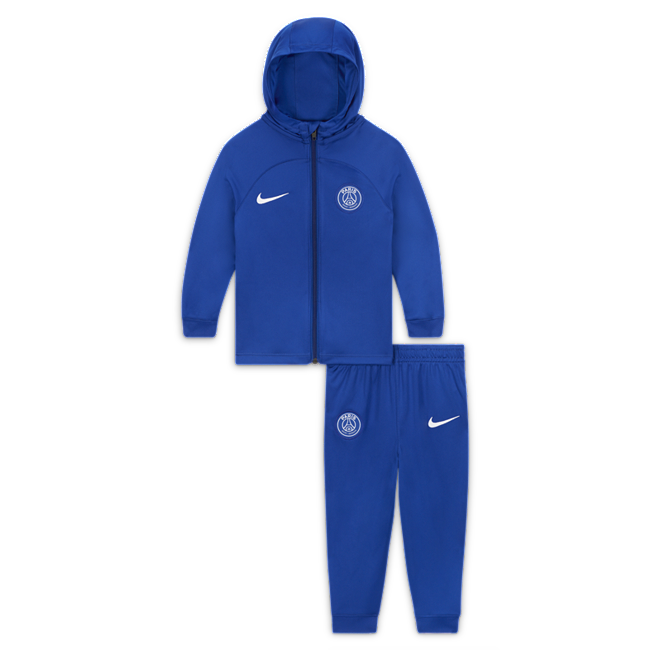 Paris Saint-Germain Strike Nike Dri-FIT fotballtracksuit med hette til sped-/småbarn - Blue