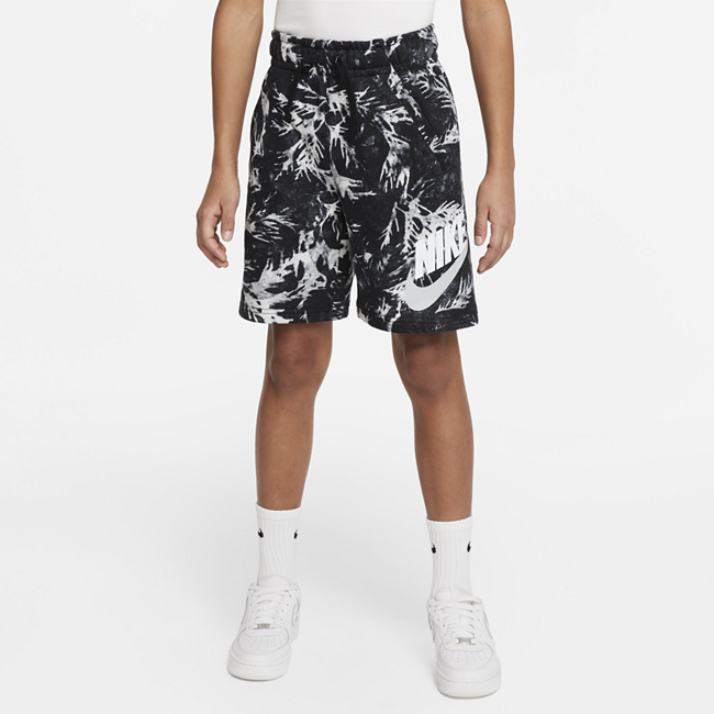 Nike Sportswear frottéshorts med trykk til store barn (gutt) - Black
