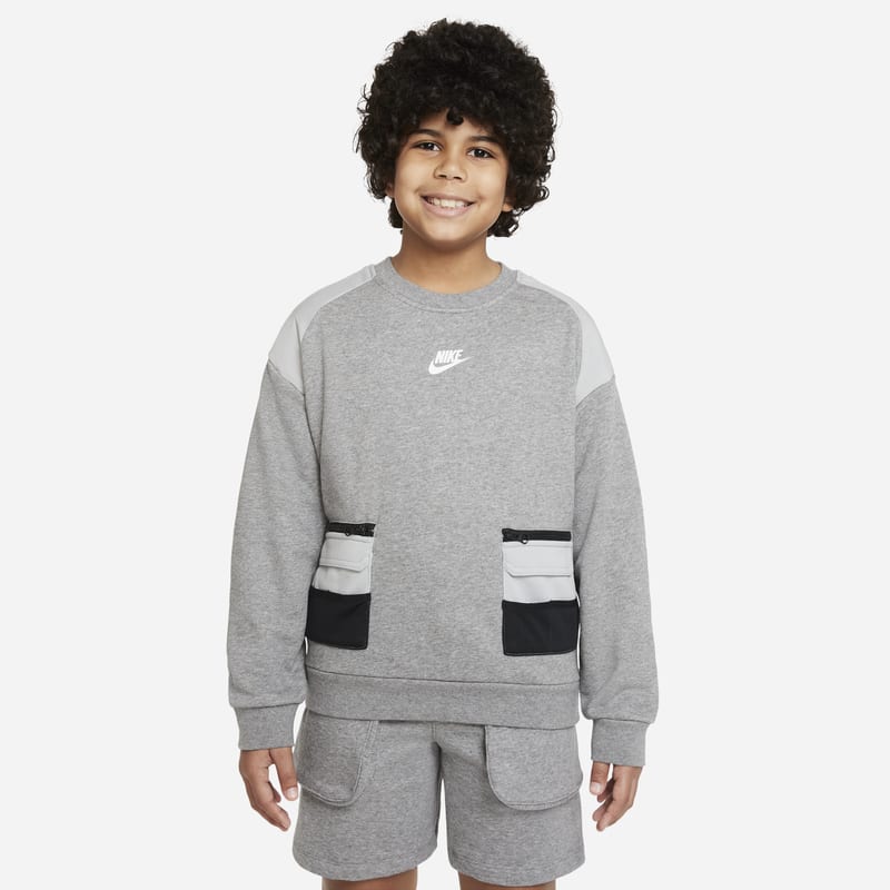 Bluza z dzianiny dresowej dla dużych dzieci (chłopców) Nike Sportswear - Szary