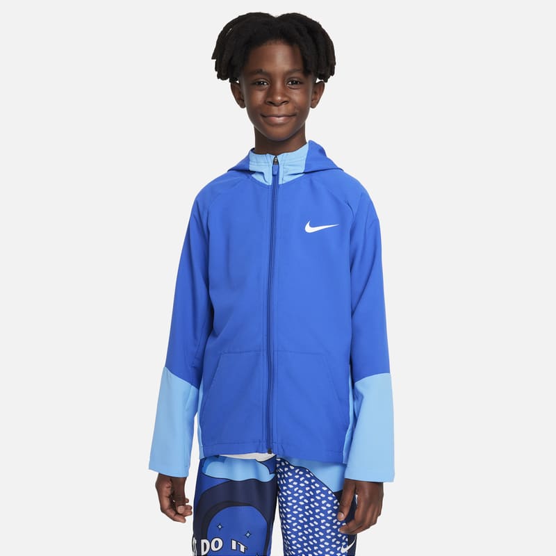 Kurtka treningowa z tkaniny dla dużych dzieci (chłopców) Nike Dri-FIT - Niebieski