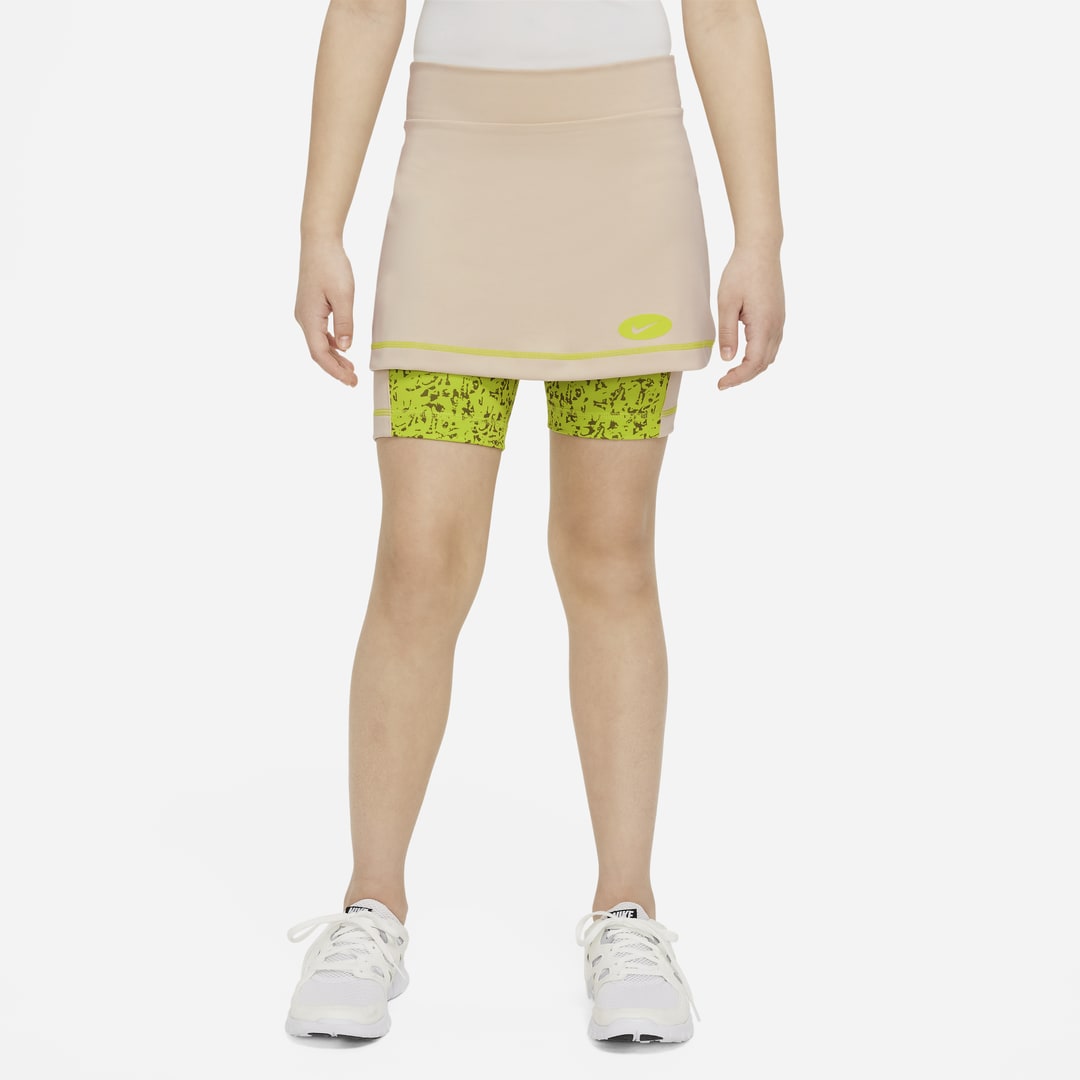 Shop Nike Dri-fit Icon Clash Big Kids' (girls') 2-in-1 Training Skirt In Brown