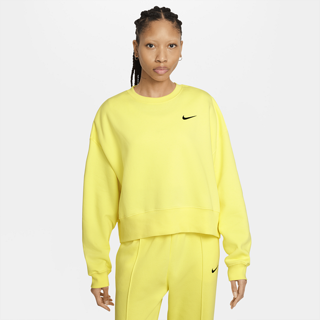 фото Женская укороченная флисовая футболка nike sportswear - желтый