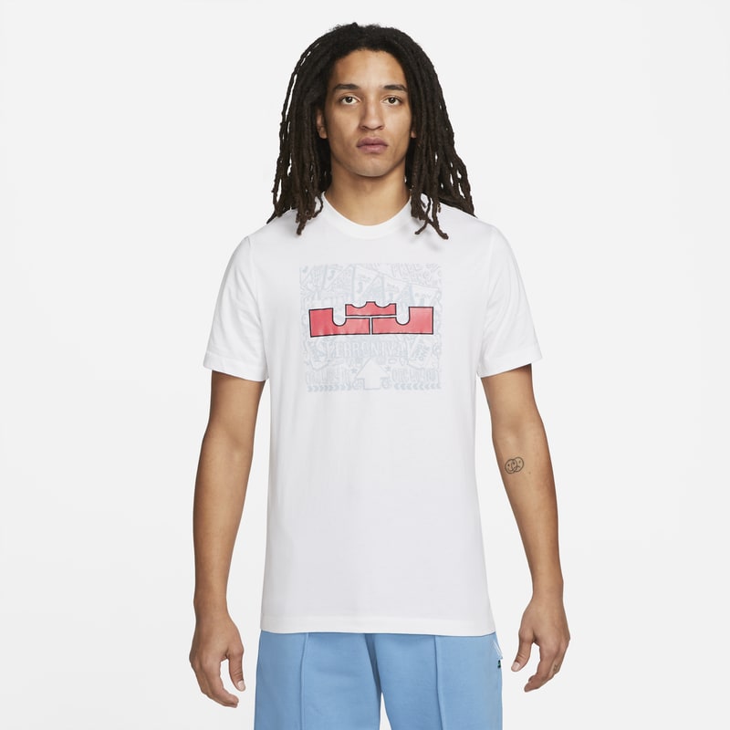 Męski T-shirt do koszykówki LeBron - Biel