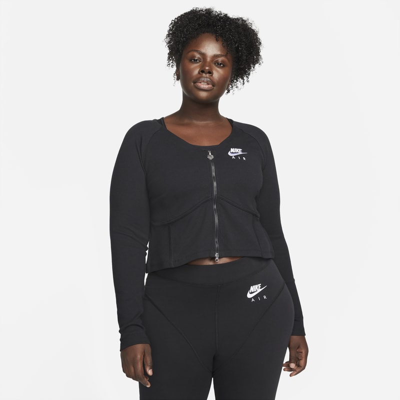 Nike Air Women's Ribbed Long-Sleeve Full-Zip Top - Black