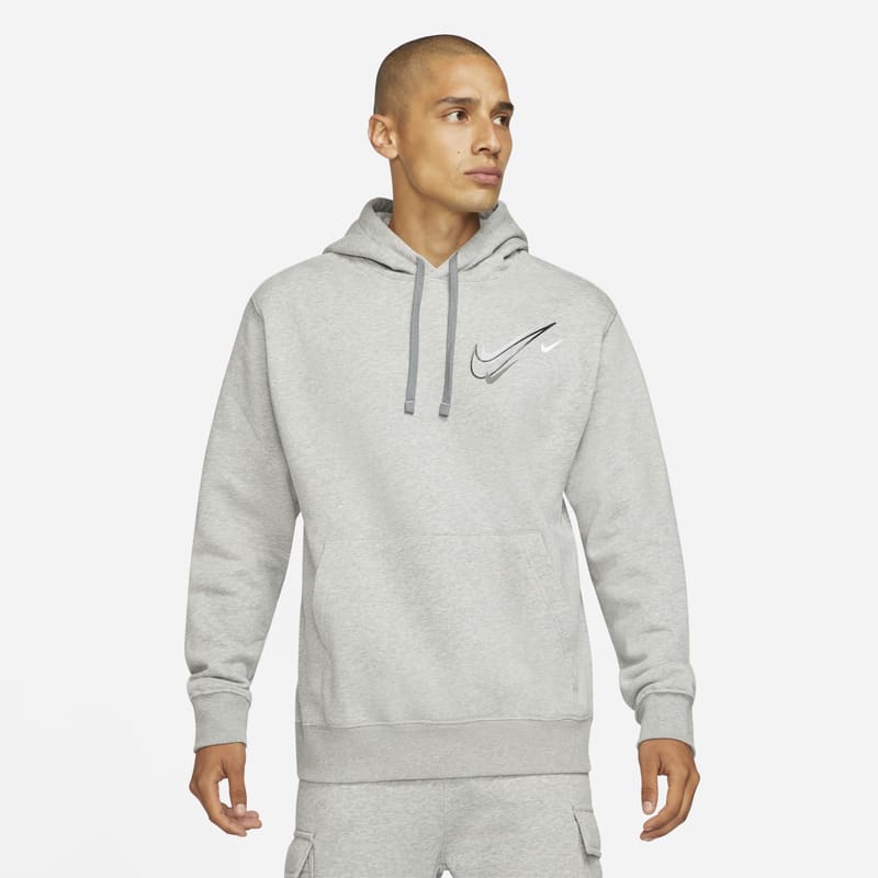 Fleecehuvtröja Nike Sportswear för män - Grå